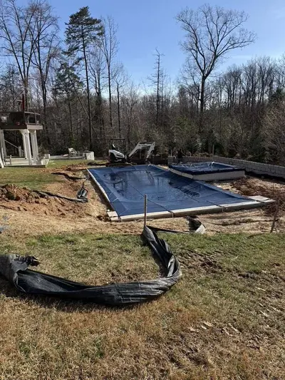 Backyard pool project before