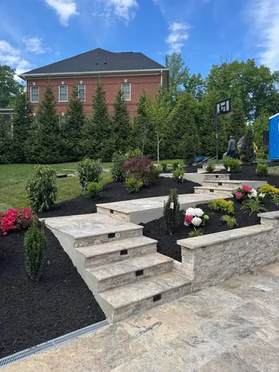 Paver steps and retaining wall โ Great Falls, VA porcelain patio